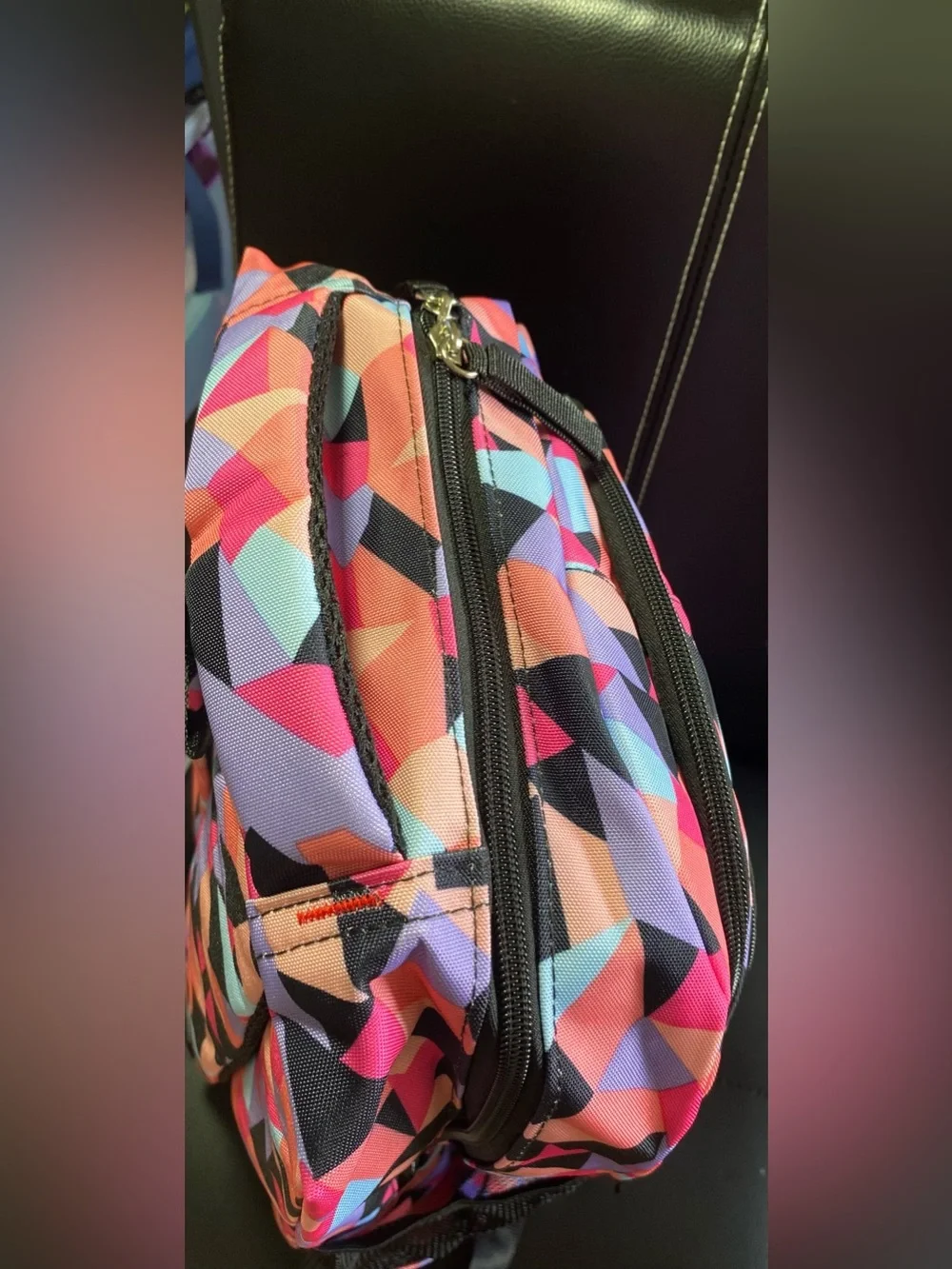 NEW🎉 Ziranu Geometric Vibrant Multicolor Print Backpack